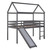 Twin Size Loft Bed With Ladder, Aukfa House Bed With Slide, Guardrail, Gray Wooden Bunk Bed Frame For Living Room, Bedroom, Kids, No Box Spring Needed