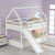 Twin Over Twin House Bunk Bed With Slide, Wood Twin Loft Bed Frame With Roof, Full-length Guardrails, Ladder, For Kids Bedroom Furniture, Can Be Decorated, No Box Spring Needed, White