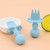 Hotbest Baby Fork And Spoon Set Silicone Self Feeding Utensil Easy Grip Toddler Cutlery Kit Baby Silicone Spoon Fork Cutlery Set Utensils Self Feeding Training With Case