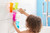 Boon Pipes Building Bath Toy Set, Colorful Learning Bath Toys Suction To Wall, 5 Pipes