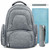 Grey Baby Diaper Bag Backpack Waterproof W/insulated Pockets Stroller Strap Unisex