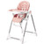 Heao Adjustable Foldable Baby High Chair With Rotating Wheels, Pink