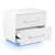Doact Led Bedside Table Nightstand, Modern Stylish 2 Drawers Bedside Cabinet With Led Blue Light High Gloss Front Panel For Bedroom