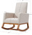 Erommy Rocking Chair, Mid Century Accent Chair, High Back Linen Armchair, Beige