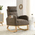 Syngar Modern Accent Rocking Chair, Upholstered Nursery Glider Rocker For Baby And Kids, Comfy Armchair With Side Pockets, Living Room Lounge Arm Chair, High Backrest With Wood Curved Base, Coffee