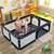 Gymax Baby Playpen Extra-large Safety Baby Fence W/ Ocean Balls & Rings Black
