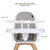 Evolur Zoodle 3-in-1 High Chair Booster Feeding Chair With Modern Design, Light Grey (model #254)