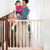Evenflo Walk-thru Top Of Stairs Baby Gate, Wide Width, Hardware Mount, 30" - 48", For Use With Infants, Toddlers & Pets, Natural Wood Baby Gate