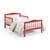 Goory Wooden Children Beds Easy Assembly Sturdy Toddler Bed Headboard Modern Platform With Fence Home Bedroom Red Wood