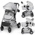 Kinder King 2 In 1 Convertible Baby Stroller Folding Infant Newborn Reversible Bassinet Pram, Light Grey