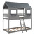 Aukfa House Shaped Solid Wood Bunk Bed With Roof, Window, Guardrail And Ladder For Kids, Teens, Girl Or Boys Loft, Twin Over Twin, Gray