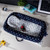 Nogis Infant Travel Crib Portable Travel Bed Foldable With Soft 100% Cotton Mattress, Baby Lounge Beside Sleeper Multi-function For 0-18 Months, Dark Blue White