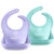 Set Of 2 Colors Clear Cute Clear Silicone Baby Bibs For Babies & Toddlers (10-72 Months) By Panda Ear-waterproof, Soft, Unisex, Non Messy - Light Blue/purple