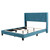 Aukfa Bed Frame With Headboard - Velvet Upholstered Platform Bed - Queen Size - Blue