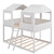 Jins & Vico Full Over Full Bunk Bed, House Bunk Beds With Dual Roofs, Full-length Guardrails And Ladder, Space Saving Wood Loft Bed Frame For Boys Girls Bedroom, No Box Spring Needed, White