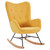 Belleze Modern Rocking Chair Tufted Upholstered Velvet Accent Rocker Chair Solid Wood Leg Wing Back Nursery Glider Armchair Single Sofa Chair For Living Room And Bedroom- Finnegan (yellow)