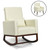 Gymax 2-in-1 Fabric Upholstered Rocking Chair Nursery Armchair With Pillow Beige