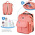 Lamberia Diaper Bag Backpack Portable Baby Bag For Boys & Girls With Foldable Baby Bed, Pink
