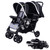 Costway Foldable Twin Double Stroller, Black