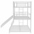 Triple Bunk Bed With Slide,twin Over Twin Over Full Triple Bunk Bed, Metal Triple Bunk Bed Frame With Long And Short Ladder And Full-length Guardrails For Kids Teens Adults (3 Beds In 1, White)