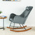 Revi Mid-century Modern  Tight Back Velvet Rocking Chair  In Dark Grey