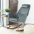 Revi Mid-century Modern  Tight Back Velvet Rocking Chair  In Dark Grey