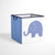 Bacati - Elephants Blue/gray Cotton Percale Fabric Covered Storage, Small Box, 10 L  X 10 W X 10 H Inches