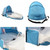 Balems Blue Portable Baby Bed Outing Sun Protection Infant Bassinet Foldable Breathable Sleeping Basket