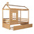 Mixfeer Twin Size House Bed Wood Bed With Two Drawers ( Natural )