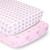 The Peanutshell Pink, White, Gray, Multi-color Elephants, Hearts Microfiber Fitted Sheets, Crib Bed, Washable (2 Pieces)