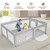 Gymax Extra-large Safety Baby Fence Baby Playpen With 50 Ocean Balls Gray