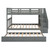 Full Over Full Stairway Bunk Beds With Trundle, Wood Trundle Bunk Bed For Kids Toddler Boys Girls Adults, Wood Bunk Bed Frame With Storage And Guard Rail, Full Over Full, Grey