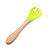 Kangqi 1pc Wooden Silicone Infant Baby Spoon Fork Safety Feeding Flatware Tableware