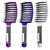 Taihexin 3 Pcs Detangling Hair Brush, Curved Vented Brush Faster Blow Drying, Ceramic Paddle Detangler Brush For Curly, Thick And Straight Hairstyling(purple,blue,white)