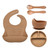 Lankey Baby Toddler 5pcs Silicone Feeding Set, Tableware Set, Bpa Free, Suction Bowl Suction Plate, Adjustable Bib, Wooden Spoon/fork Utensils