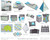 Bacati Aqua, Lime & Grey Mini Elephants Crib Fitted Sheets 2 Ct Package