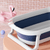 31in Baby Bathtub Foldable Infant Bath Tubs With Non-slip Soft Padded Cushion Collapsible Kids Shower Tub Travel Bathtub Washing Tub Multifunctional Bathtub For 0-6y, Blue+net