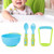 4pcs Baby Food Masher, With Mash Stick Bowl Spoons Set, Food Mash Mash Fine For Baby Home Blue And Green