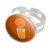 Glass Of Orange Juice Oj Silver Plated Adjustable Novelty Ring