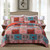 Wannatoo Comforter Cotton Bedding Set With Shams, Blue & Red, King