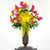 Sympathy Silks Artificial Cemetery Flowers Pink & Yellow Wildflowers Bouquet With Vase