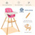 Baby Joy Wooden High Chair Baby Toddler 3 In 1 Convertible Highchair W/ Cushion Pink
