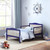 Skearow Wooden Platform Bed Slat Support Sturdy Toddler With Fence Modern Children Beds Headboard Bedroom Home Blue+ Wood