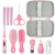 Baby Grooming Kit, Portable Baby Safety Care Set With Hair Brush Comb Nail Clipper Nasal Aspirator Etc For Nursery Newborn Toddlers Infant Girl Boys Keep Clean (10 In 1 Pink)