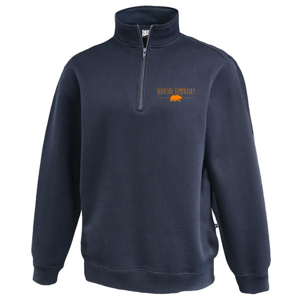 Quarter zip youth and adult in navy with logo color options Quarter zip youth and adult in navy with logo color options