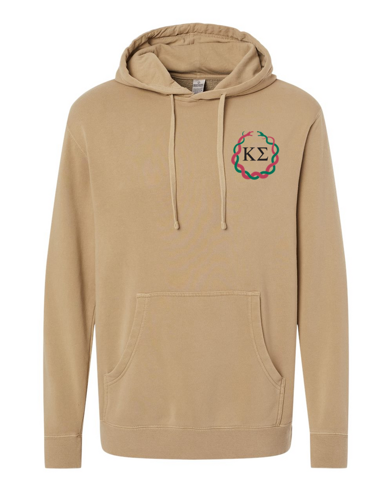 Unisex Midweight Pigment-Dyed Hooded Sweatshirt in pigment sandstone Unisex Midweight Pigment-Dyed Hooded Sweatshirt in pigment sandstone