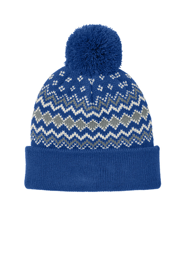 Port Authority® Alpine Pom Beanie in royal