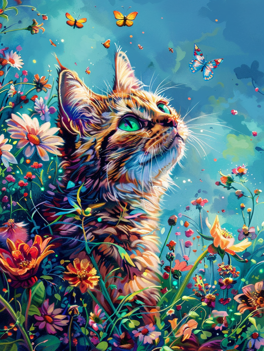 Paint by Numbers - 40x50cm - Made to Order - Flower Cat
