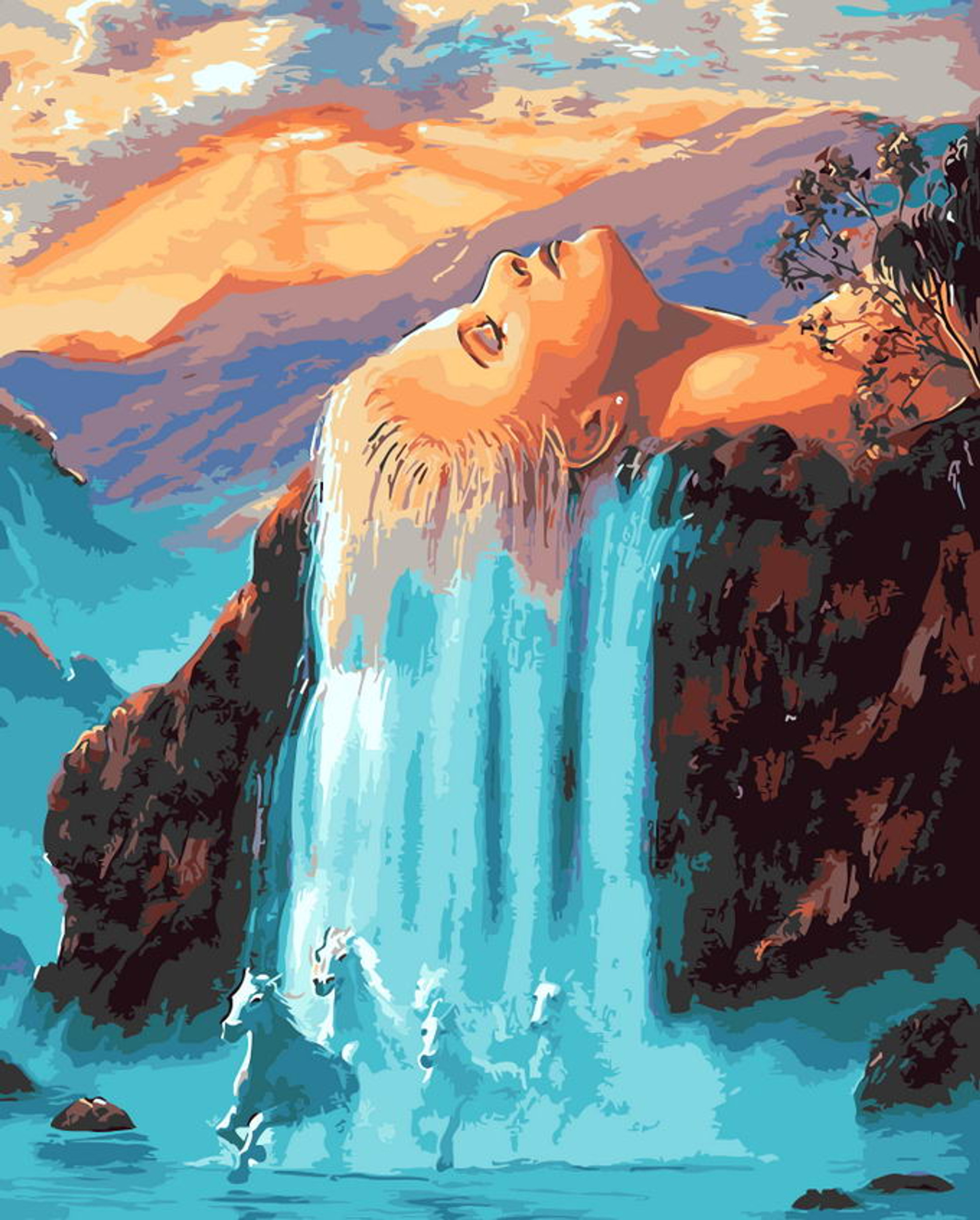 Painting by Numbers 40x50cm Waterfall Abstract