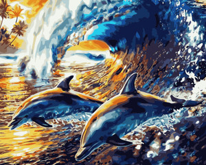 Wave Surfing Dolphins Wave Surfing Dolphins